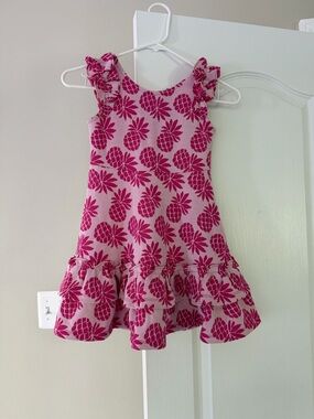Janie and Jack Pink Pineapple Ruffle Strap Dress